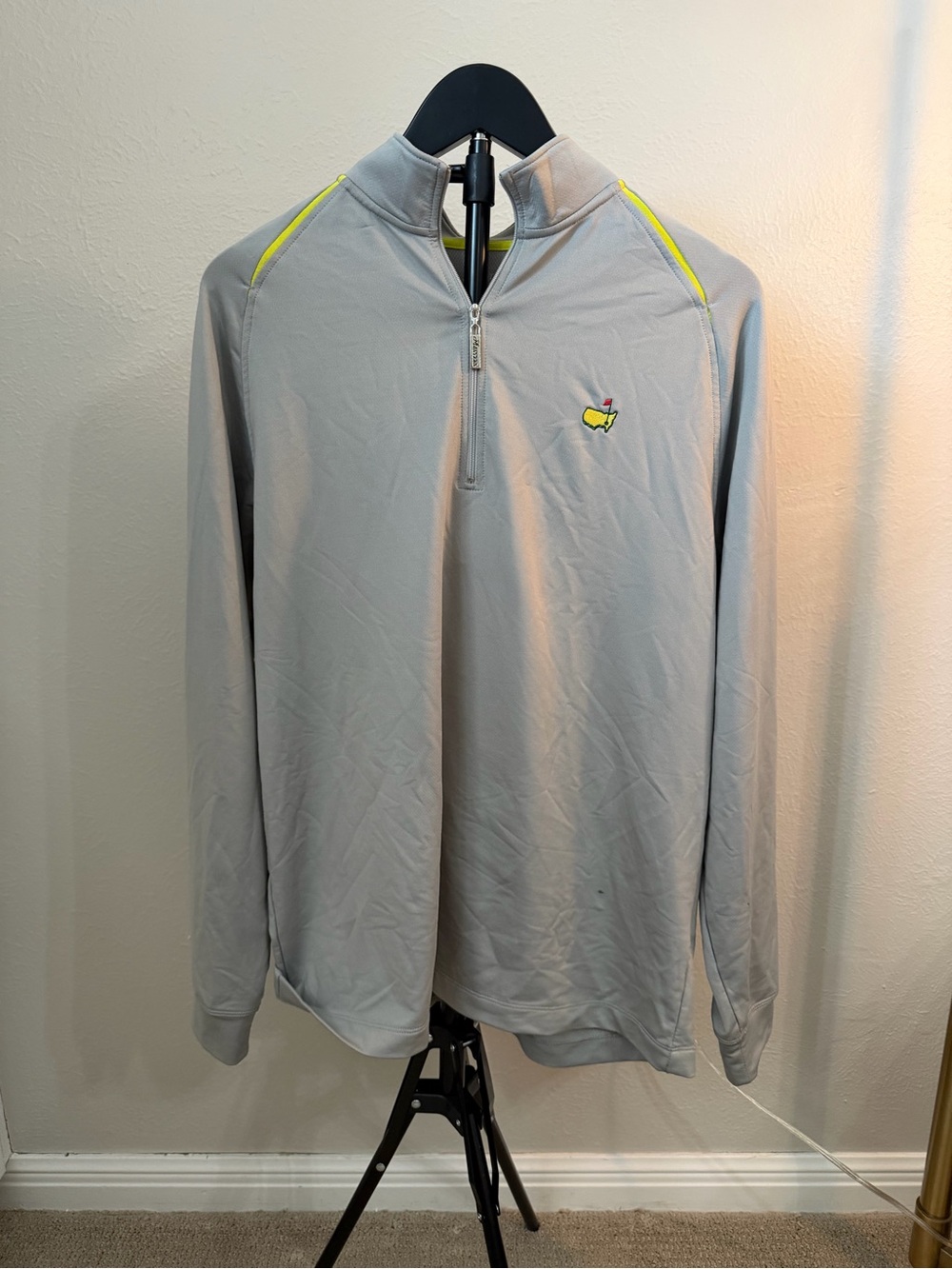 Masters Men's Light Gray Quarter-Zip Pullover with Yellow Accents